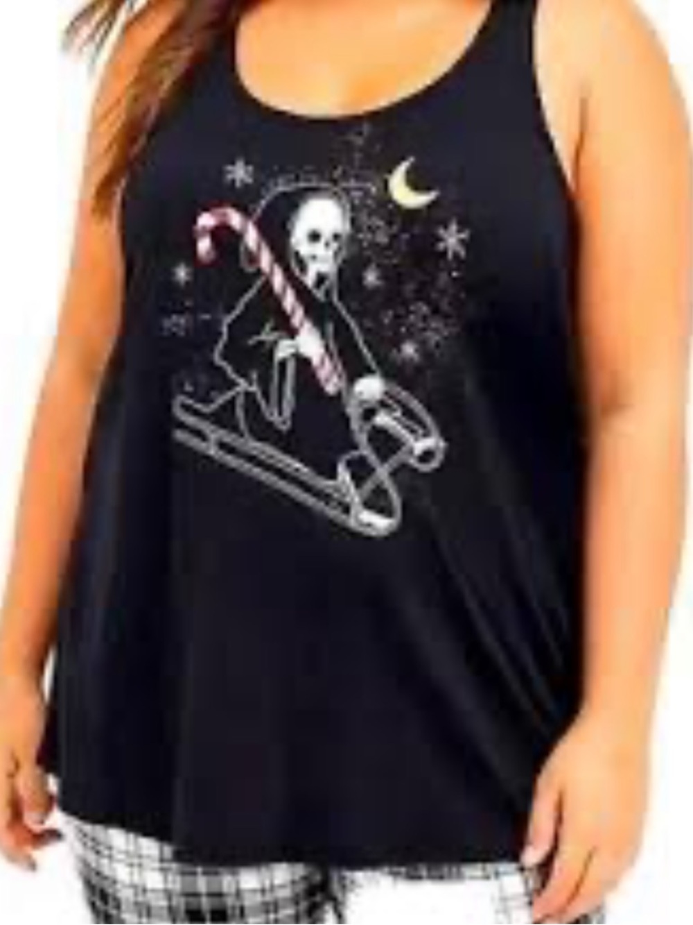 NWT Torrid Black Grim Reaper Skull Christmas Racerback Sleep Tank Top Size 4X